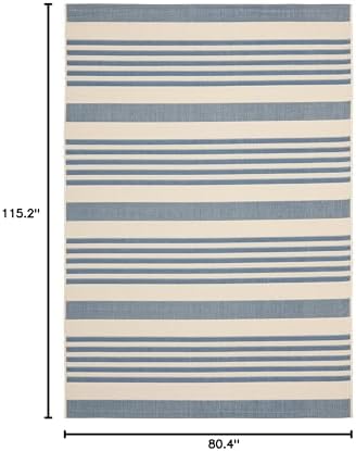 SAFAVIEH Courtyard Outdoor Area Rug 6'7"x9'6", Beige & Blue CY6062-233 - Image 2
