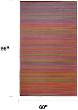 Fab Habitat Outdoor Rug - Waterproof, Fade Resistant, Crease-Free - Premium Recycled Plastic - Striped - Patio, Porch, Deck, Balcony - Cancun - Multicolor - 5 x 8 ft - Image 2