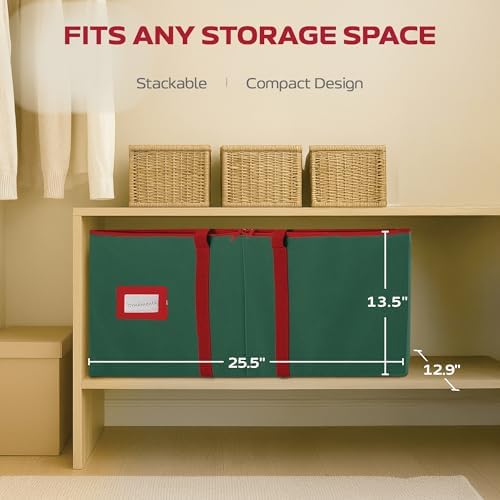 128 Ornament Storage Box, Adjustable Dividers, Stackable Holiday Ornament Organizer with Lid, Durable Fabric Bin for Christmas Decorations – Reinforced Handles, Dustproof, Space-Saving Design - Image 5