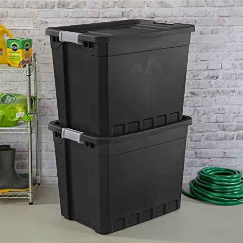 Sterilite 4-Pack Plastic Storage Bins with Lids, Stackable Containers, 27 Gallon, Black - Image 6
