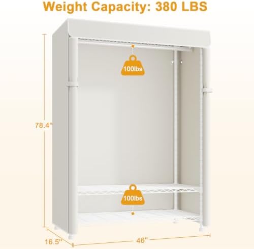 ULIFHOME H5C Max Clothes Rack with Cover, Covered Clothing Rack Heavy Duty - Image 5