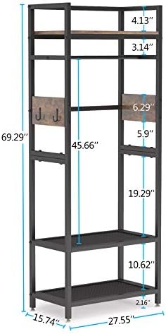 Tribesigns Small Heavy Duty Clothes Rack Set of 10 with Shelf and Hanging Rod, Freestanding Closet Organizer, Industrial Hall Tree Garments Rack for Small Space,Bedroom,27'' W X 69'' H, 10 pcs - Image 7