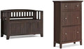 SIMPLIHOME Acadian Storage Bench and Shoe Cabinet Set in Brunette Brown by SimpliHome