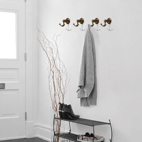 khtumeware 4 Pack 2-1/2 inch Antique Brass Vintage Towel Hooks - Image 5