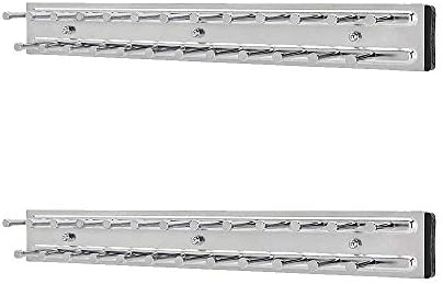 Rev-A-Shelf TRC-14CR 14-Inch Side Mount Extending Closet Tie and Belt Hanger Organization Storage Rack Holder for Up to 25 Ties, Chrome (2 Pack) by Rev-A-Shelf