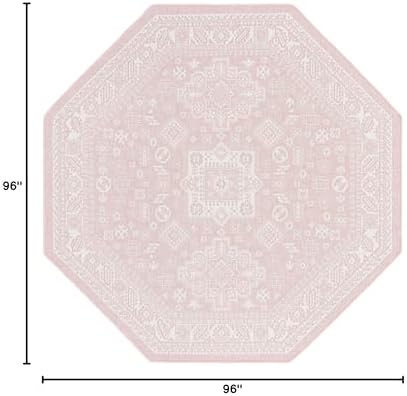 Rugs.com - Outdoor Aztec Rug – 8 Ft Octagon Pink Washable Indoor/Outdoor Rug – Stain-Resistant Flatweave Area Rug for Patios, Decks, and Porches - Image 2