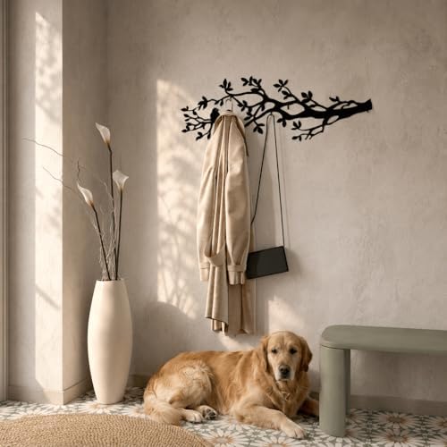 Tree Branch Coat Rack Wall Mount, 5 Hooks – Heavy Duty Metal, Birds on Tree Branch Wall Art & Functional Entryway Organizer, Wall Mounted Hanger for Living Room, Bathroom, Bedroom, Home Décor, 41x16" - Image 6