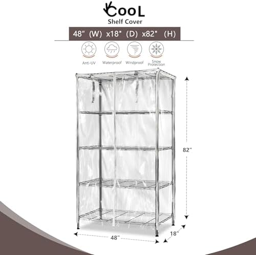 okcool Waterproof Shelf Cover,All Clear Wire Shelf Cover with Zipper,Transparent PVC Clearly Visible.(Fits 48" Wx18 Dx82 H Shelves) - Image 2