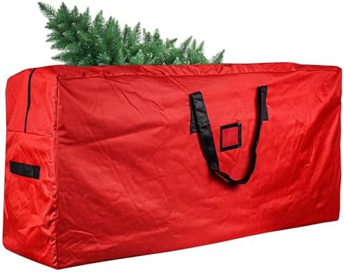 Christmas Tree Storage Bag Fits Up to 9 Feet Diassembled Tree, JOYCEMALL Heavy Duty Waterproof Artificial Xmas Tree Container Extra Large Moving Bag with Reinforced Handles & Dual Zipper - Red by JOYCEMALL