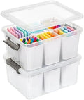 Citylife 17QT 2-Pack Clear Storage Bins with Lid 6 inserts Stackable by CITYLIFEHomeOrganization