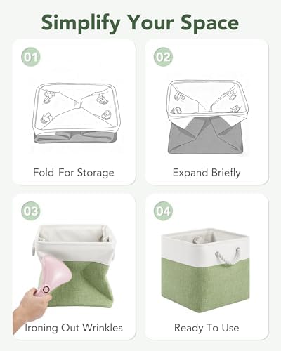 12x12 Inch Fabric Cube Storage Bins with Cotton Rope Handle 6-Pack - Image 6
