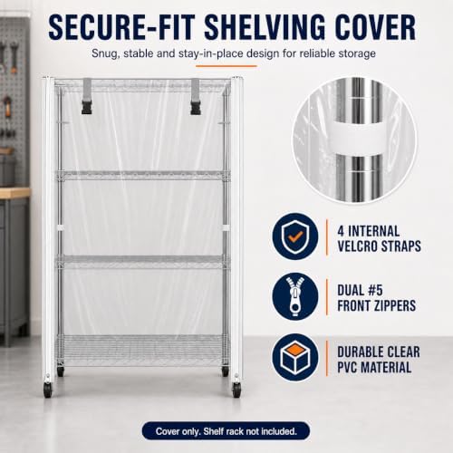 Wire Shelving Cover 48" x 24" x 72" Clear PVC Dustproof Storage Rack Cover - Image 7