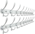 Dseap Coat Rack Wall Mount - 38” Long 10-Tri-Hooks Heavy Duty Coat Hanger Rail Wall Hooks for Hanging Coats Hats Clothing Clothes Purse Mudroom Entryway, Silver, Pack of 2 by Dseap