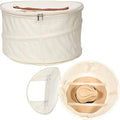 Hat Storage Box | Stuffed Animal Toy Storage | Stackable Round Pop-up Container | Travel Hat Boxes for Women & Men | Closet Organizer w Lid | Dust Cover Cowboy Sun Beach Hats (Ivory, 1 Pack) by HappiBox