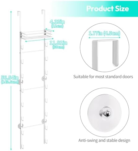 HapiRm Over the Door Purse Organizer - Wall Mounted Purse Rack with 16 Hooks and Metal Basket, Hanging Handbag Organizer Holds up to 16 Bags, Bag Rack Can Use As 1/2 Part, for Door, Closet (White) - Image 2