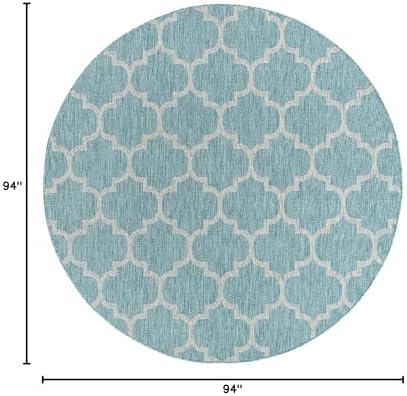 Unique Loom Outdoor Trellis Collection Area Rug (7' 10" Round, Aquamarine/ Gray) - Image 2