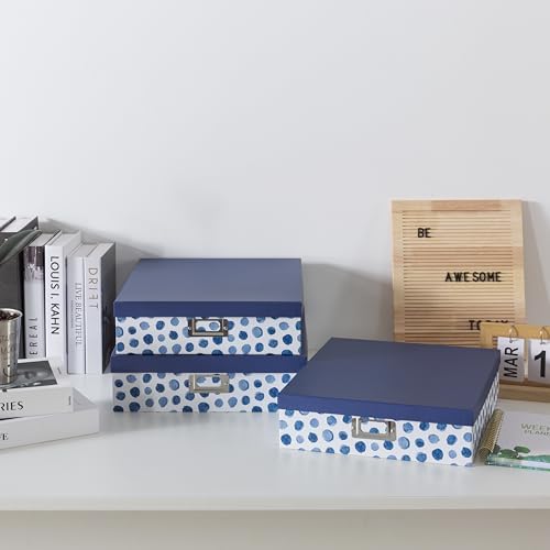 Soul & Lane - Decorative Storage Boxes with Lids, Set of 3, Blue Spots - Image 4