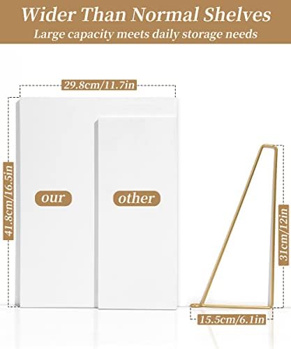Afuly Floating Shelves for Wall, 12 Inch Deep Gold White Shelf, Set of 2 - Image 3