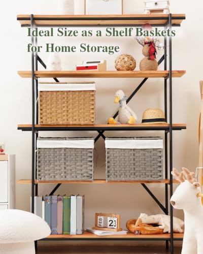 SETVSON Storage Basket with Lid, 9.2 Gal PE Rattan Trunk, Gray - Image 4