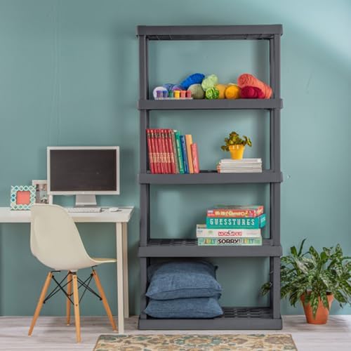 Sterilite 3-Pack 5 Shelf Unit, Heavy-Duty Shelving Storage Rack for Home and Garage, Gray - Multipurpose Plastic Organizer Shelves for Smart Organization - Image 2