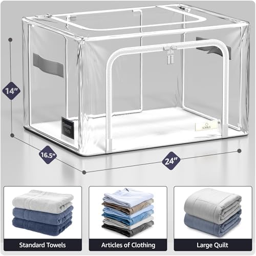 Sorbus Clear Foldable Storage Bins with Metal Frame (Large, 4 Pack) - Image 4