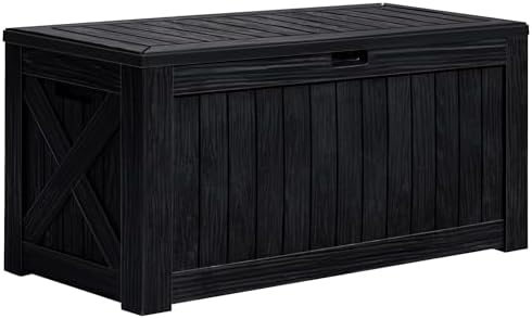 Greesum 120 Gallon Deck Box, Resin Outdoor Storage Container, Black by BuynowfromGreesum