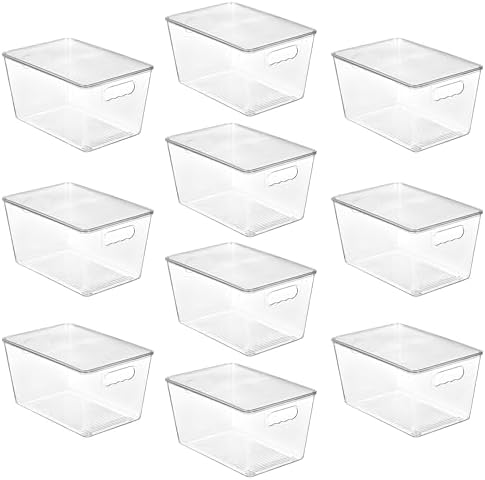 Vtopmart 10 Pack Clear Stackable Storage Bins with Lids and Handles, Large by Vtopmart