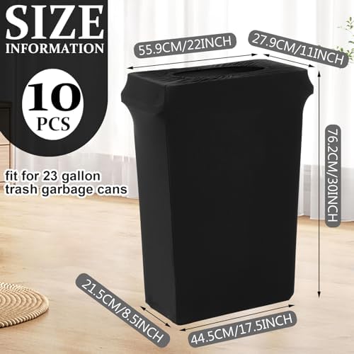 Windyun 10 Pcs 23 Gallon Spandex Trash Can Cover for Events,Black - Image 2