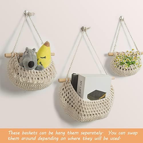 3 Tier Hanging Fruit Baskets for Kitchen, Handmade Cotton Organizer - Image 5
