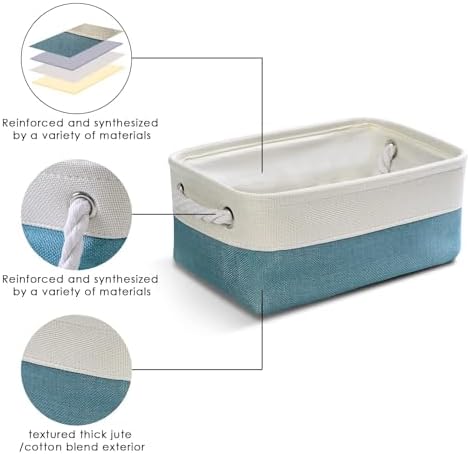 TcaFmac Organization and Storage Basket for Gifts Empty - 12x8x5.2 inch Small 6 Pack Collapsible Storage Basket for Organizing, Fabric Storage Bins for Toy Books Shelves(White & Green) - Image 5