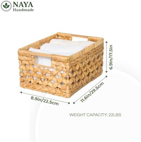 NAYA Set of 3M (11.6"x8,9"x6,9") Water Hyacinth Shelf Storage Baskets - Image 3
