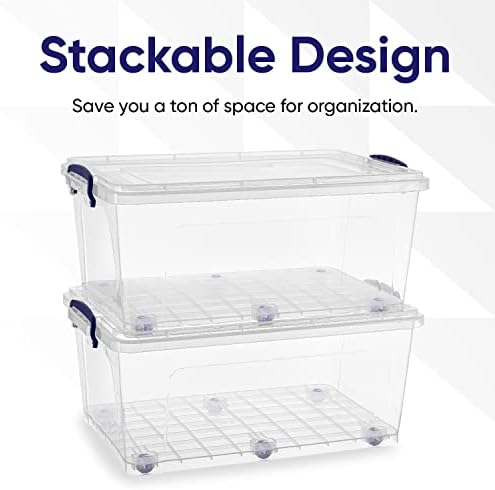 Superio Storage Containers With Wheels (3 Pack), Stackable Large Storage Containers With Lids, Durable Latches (32 Qt) - Image 3