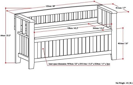 SIMPLIHOME Acadian 48" Wide Solid Wood Storage Bench in Distressed Grey - Image 3