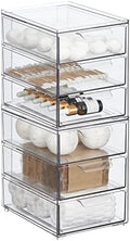 mDesign Plastic Stackable Organizer with 3 Drawers - Pull-Out Drawer Storage Bin for Bathroom Sink/Cabinet Organization - Perfect for Makeup, Small Towels, and More - Lumiere Collection, 2 Pack, Clear by mDesign