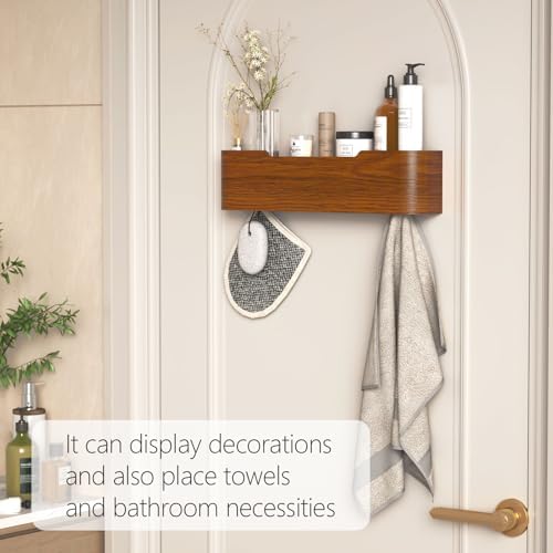 Coat Rack Wall Mount with Hidden Hooks Modern Key Holder Wood Entryway Hook with Shelf for Bedroom Kitchen Hallway Bathroom Designed for Hanging Coats Hats Bags Towel Dog Leashe(Walnut,4 Hooks) - Image 6