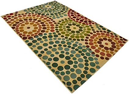 Unique Loom Outdoor Modern Collection Area Rug - Spark (5' 3" x 8' Rectangle, Beige/ Burgundy) - Image 4