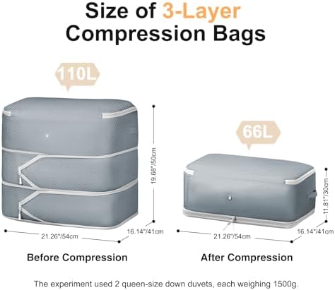 Comforter Storage Bag - Large Capacity Blanket Storage Bags 3-Layer Ultra Space Saving Self Compression Organizer, Washable Compression Bags for Storage Comforter Blanket, 4-Pack, Grey - Image 2