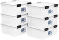 IRIS USA 6-Pack 31 Qt Storage Bins with Gasket Lids, Clear/Black by IRISUSA