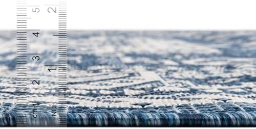 Rugs.com - Outdoor Aztec Rug – 3' 1 x 5' 3 Blue Indoor/Outdoor Rug – Flatweave Stain-Resistant Area Rug for Patios, Decks, and Porches - Image 5