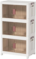 45GAL/180QT 3 tier large stackable storage bins with lid and wheels, collapsible storage bins plastic with doors，suit for clothes, closet, home and office by Rimulux
