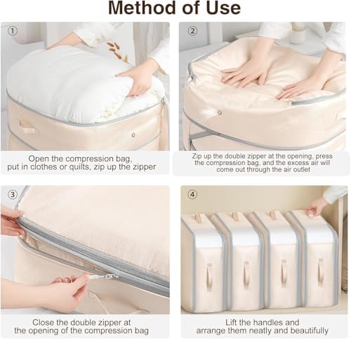 DIMJ Comforter Storage Bag - 110L Large Capacity Ultra Space Saving Self Compression Organize for Duvet, Pillow, Bedding, Blanket Sheet Storage Organizer Nylon Compression Bag for Storage - Image 4