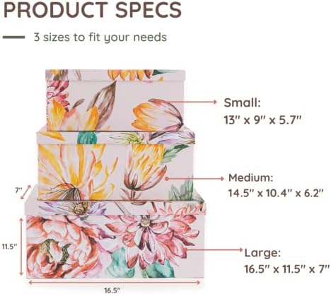 Soul & Lane - Beauty in Bloom Decorative Storage Boxes with Lids, Set of 3 - Image 4