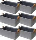 SNWDN 6 Pack Closet Cloth Storage Bins with Handles（ Gray 15''L x 10.2''W x 8.2''H） by Unknown