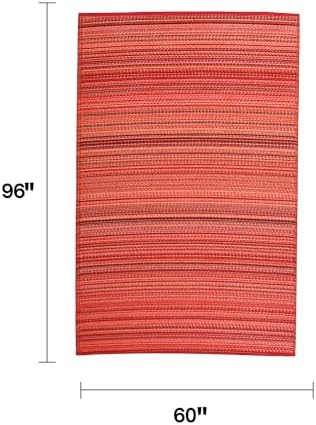 Fab Habitat Outdoor Rug - Waterproof, Fade Resistant, Crease-Free - Premium Recycled Plastic - Striped - Patio, Porch, Deck, Balcony - Cancun - Sunset - 5 x 8 ft - Image 2