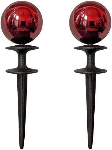 Lulu Decor, Garden Red Gazing Ball Hose Guide, Set of 2. Strong and Decorative Hose Guide that Protects Your Plants and Provides Elegance to Your Garden by LuluDecor