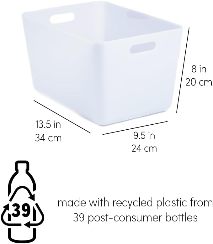 Three by Three Seattle Medium Tall Stackable Recycled Storage Bin, 3-Pack - Image 3