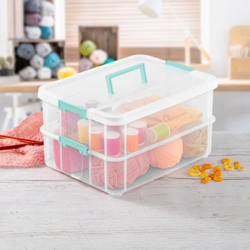 Sterilite Stack & Carry 2-Layer Handle Storage Box with Lids, 4-Pack - Image 6