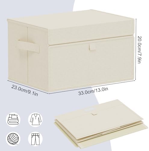 Foldable Storage Bins with Cloth Handle,13x9.1x7.9in,Beige,4 Pack - Image 4