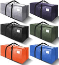 6 Pack Heavy Duty Extra Large Moving Bags W/Backpack Straps - Strong Handles & Zippers, Storage Totes For Space Saving, Fold Flat, Alternative to Box and Bin (40 gal, Multicolor) by VELVETSURE