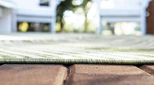 Unique Loom Outdoor Modern Collection Area Rug - Pool (9' x 12' Rectangle, Green/ Ivory) - Image 3